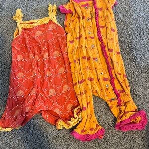 Colorful Kickee Pants Baby Rompers with Ruffle Details - size 6-12 months